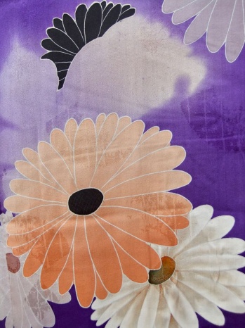 Moonshadow womens purple antique silk haori kimono jacket chrysanthemum ...